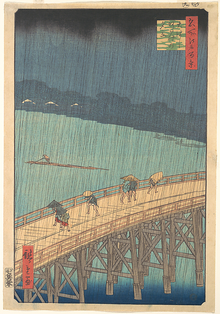 Sudden Shower over Shin-Ōhashi Bridge and Atake (Ōhashi Atake no yūdachi), from the series One Hundred Famous Views of Edo (Meisho Edo hyakkei), Utagawa Hiroshige, The Metropolitan Museum of Art